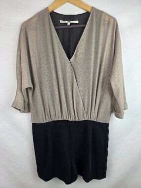 Rachel Rachel Roy Women's Romper Shorts Size Small Gold & Black Half Sleeve